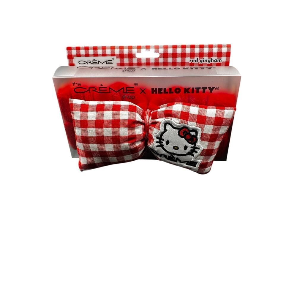 NWT Hello Kitty Plush Spa Headband- Red Gingham Color